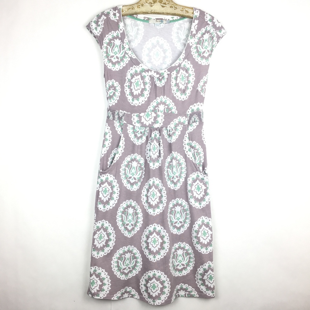 Boden Gray Floral Dress Pockets US2R UK6R